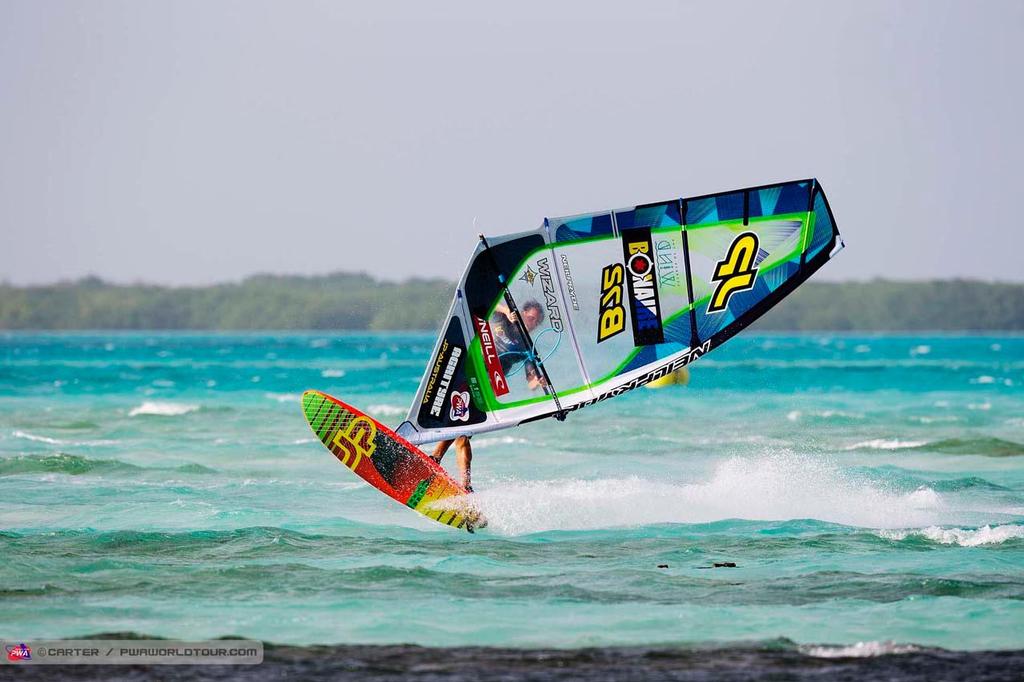 Action from Steven Van Broeckhoven - 2014 PWA Bonaire World Cup ©  Carter/pwaworldtour.com http://www.pwaworldtour.com/